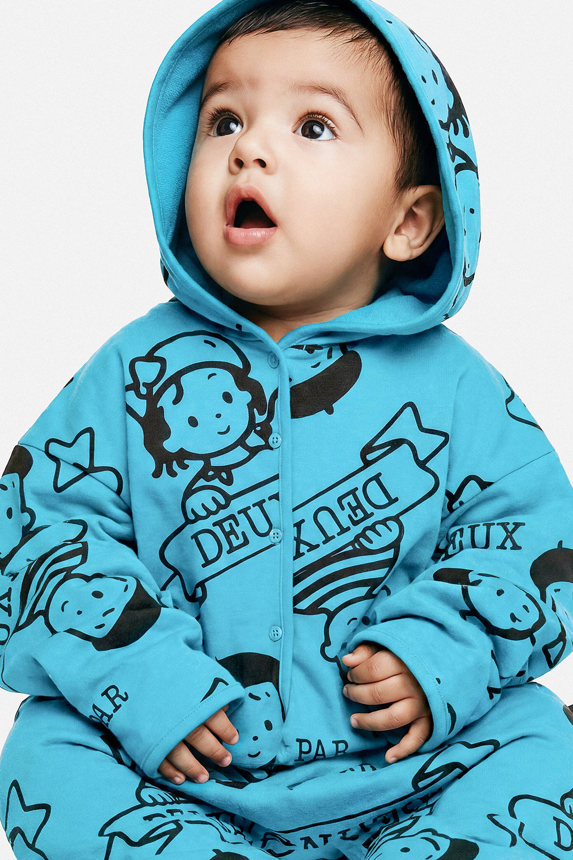 40Th Anniversary Printed Jersey One-Piece Sky Blue-3