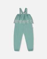 Chambray Jumpsuit With Embroidery Light Blue | Deux par Deux | Jenni Kidz