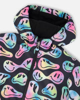 Close-up of Cordura® reinforced knees on Deux par Deux rainbow pants