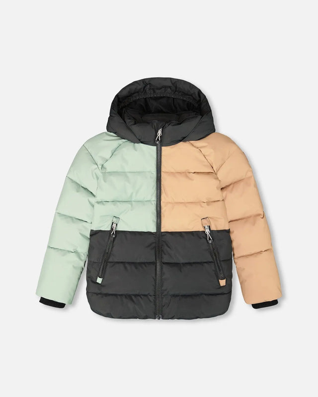 Colorblocked Puffy Coat Black | Deux par Deux | Jenni Kidz