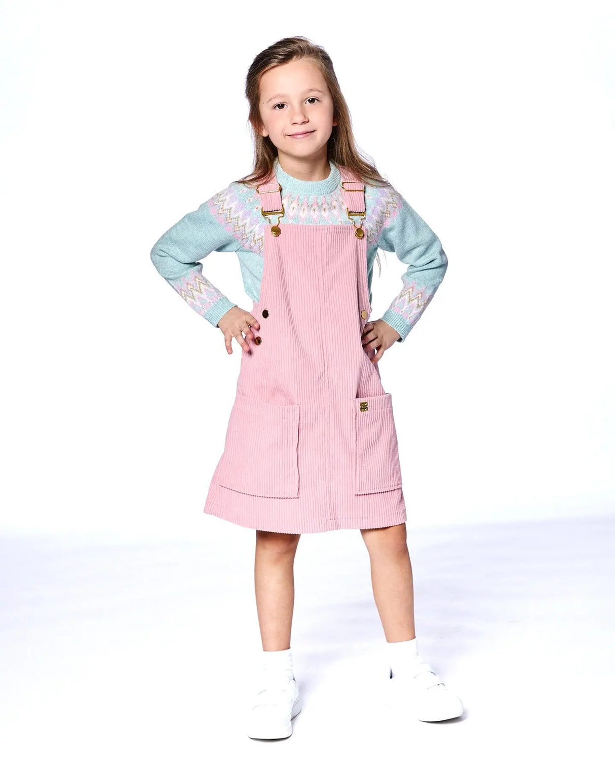 Corduroy Overall Dress Dusty Pink | Deux par Deux | Jenni Kidz