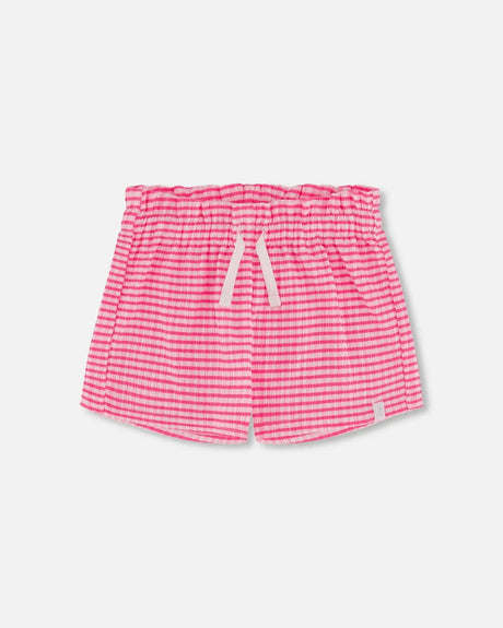 Crinkle Jersey Short Vichy Pink | Deux par Deux | Jenni Kidz