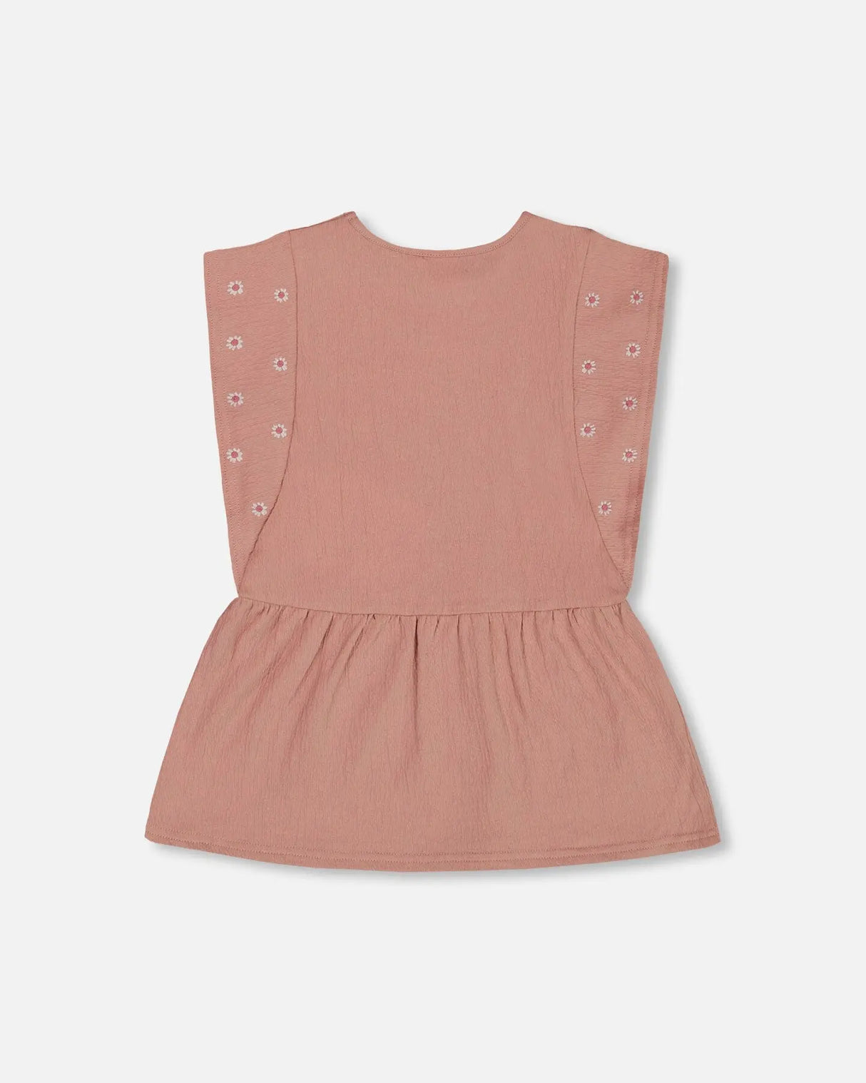 Crinkle Jersey Tunic With Embroidery Dark Old Pink | Deux par Deux | Jenni Kidz