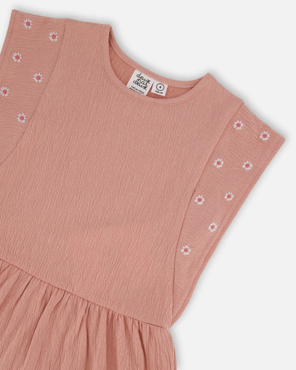 Crinkle Jersey Tunic With Embroidery Dark Old Pink | Deux par Deux | Jenni Kidz