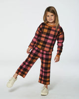 Cropped Wide Leg Pant Plaid Magenta And Brown | Deux par Deux | Jenni Kidz