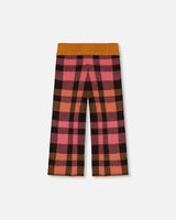 Cropped Wide Leg Pant Plaid Magenta And Brown | Deux par Deux | Jenni Kidz