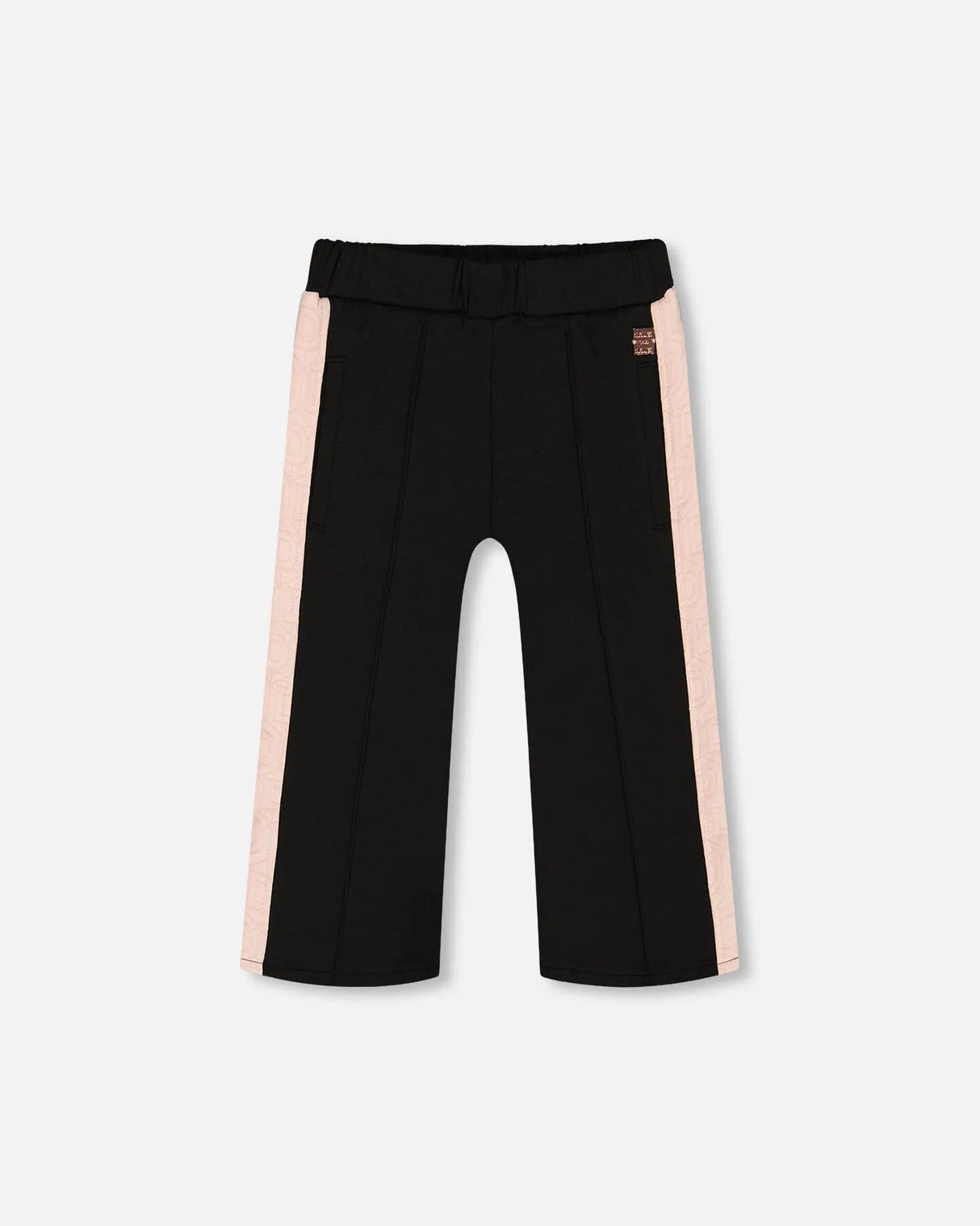 Cropped Wide Leg Pant With Contrast Band Black | Deux par Deux | Jenni Kidz