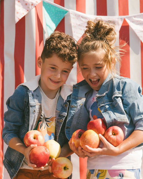 Denim Jacket With French Terry Hood White And Denim Blue | Deux par Deux | Jenni Kidz