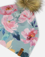 Detachable Pompom Hat Printed Watercolor Roses | Deux par Deux | Jenni Kidz