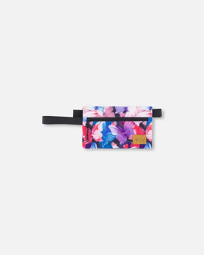 Deux par Deux double pencil case in black butterfly print, front view