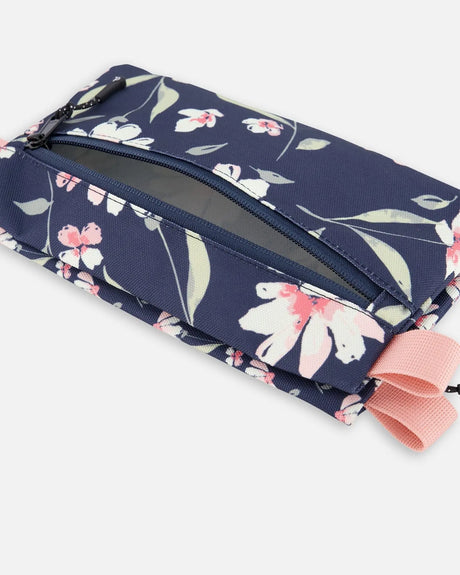 Double Pencil Case Navy Flower Print | Deux par Deux | Jenni Kidz