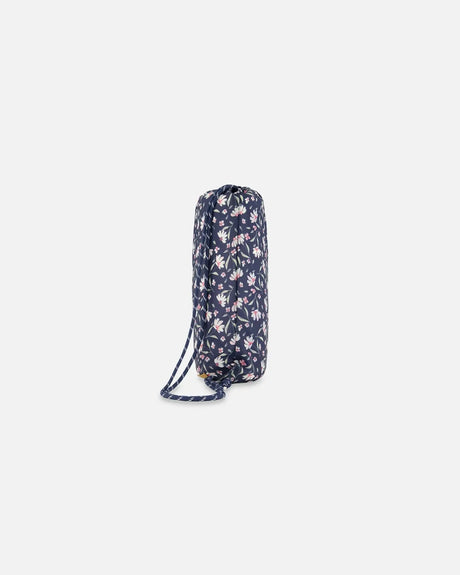 Drawstring Bag Navy Flower Print | Deux par Deux | Jenni Kidz