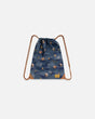 Drawstring Bag Navy Printed Mountains Animals | Deux par Deux | Jenni Kidz