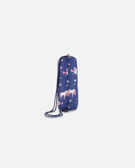 Drawstring Bag Navy Unicorn Print | Deux par Deux | Jenni Kidz