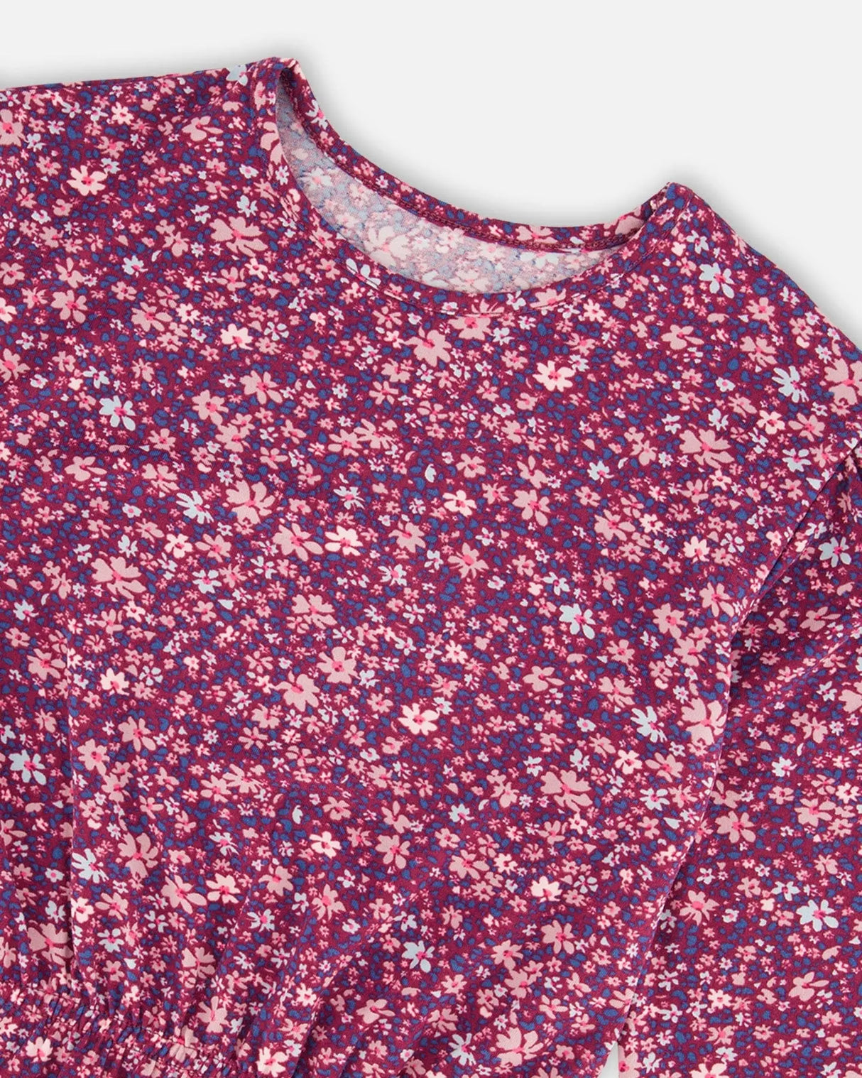 Elastic Waist Tunic Burgundy Printed Little Flowers | Deux par Deux | Jenni Kidz