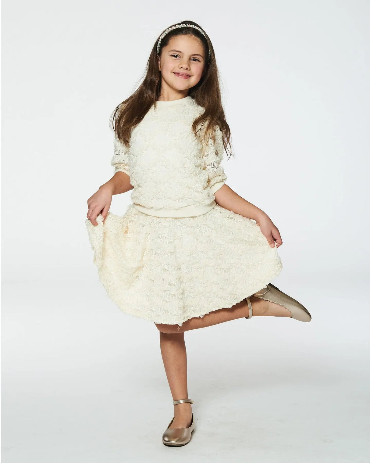 Eyelet Top And Skirt Set Off White | Deux par Deux | Jenni Kidz