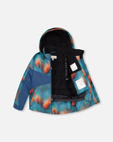 Two Piece Snowsuit In Deep Teal With Water Colour Gradient - Jenni Kidz
