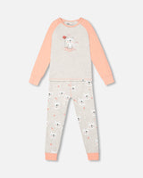 Organic Cotton Long Sleeve Printed Bears One Piece Pajama Oatmeal Mix-0