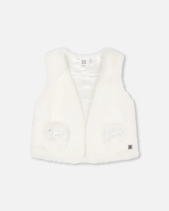 Faux Fur Vest Off White | Deux par Deux | Jenni Kidz