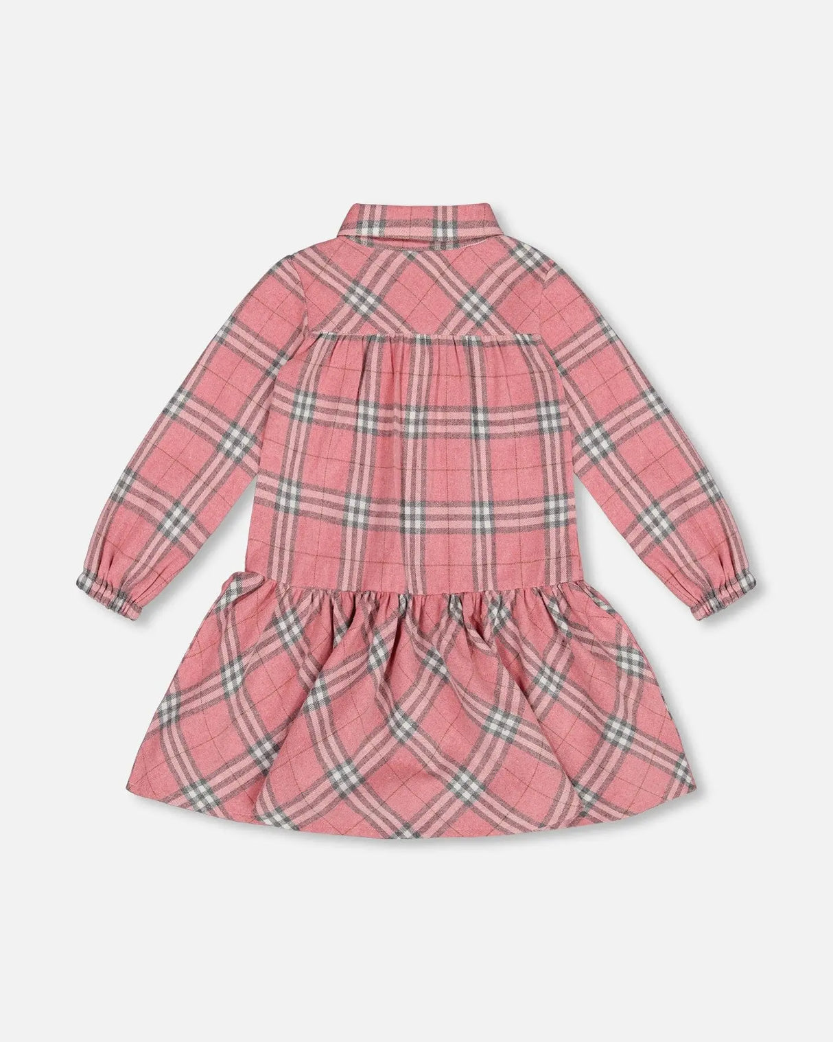 Flannel Shirt Dress With Frill Pink Plaid | Deux par Deux | Jenni Kidz