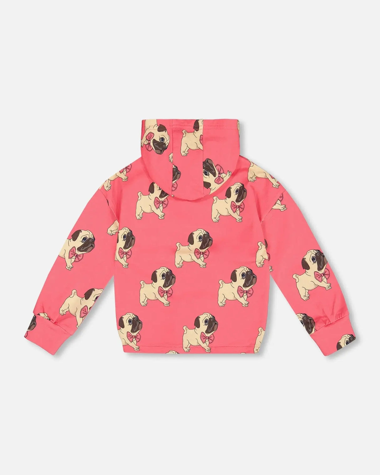 Fleece Hooded Cardigan Magenta Printed Pug | Deux par Deux | Jenni Kidz