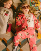 Fleece Sweatpants Magenta Printed Pug | Deux par Deux | Jenni Kidz