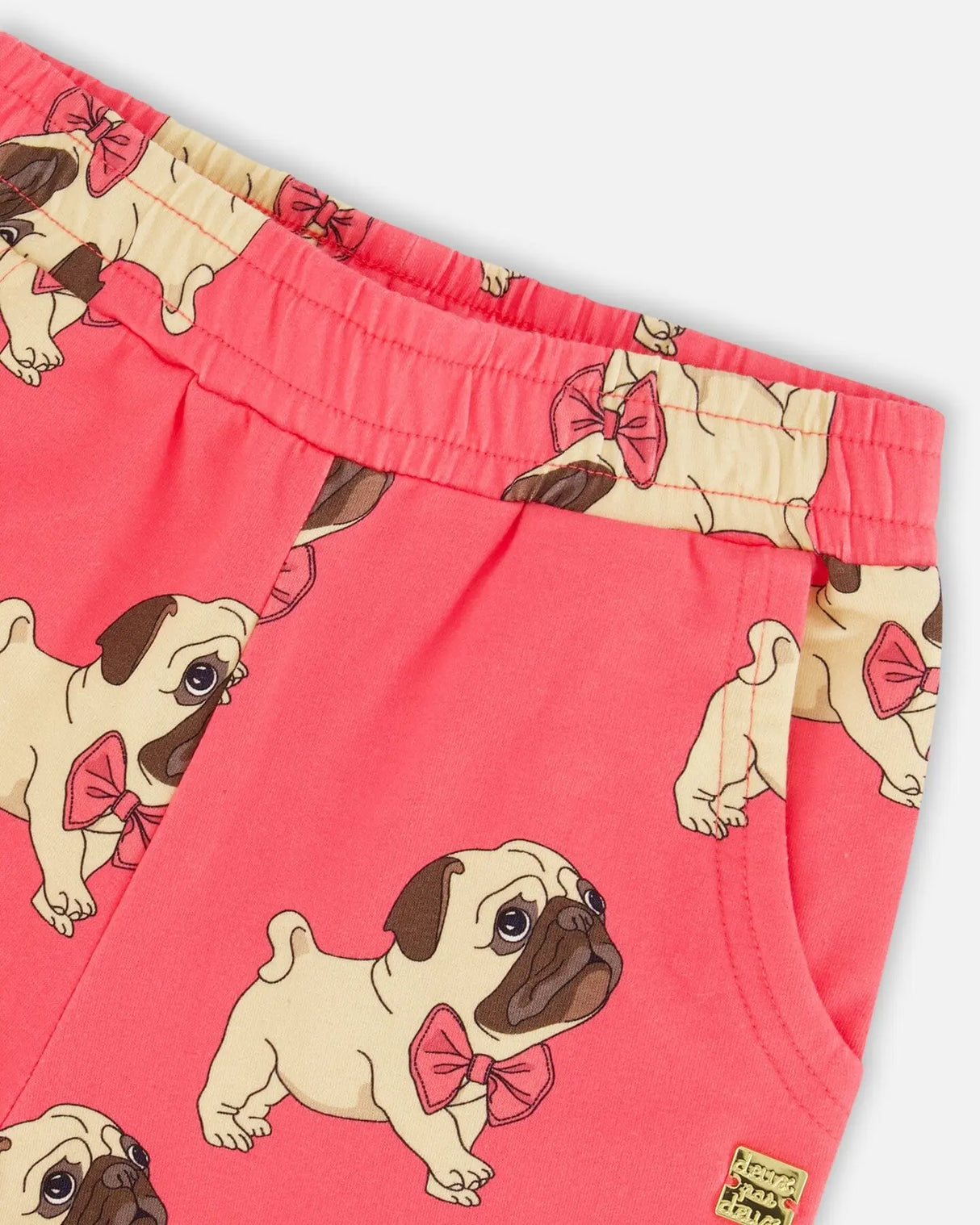 Fleece Sweatpants Magenta Printed Pug | Deux par Deux | Jenni Kidz