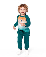 Fleece Sweatpants With Articulated Knees Forest Green | Deux par Deux | Jenni Kidz