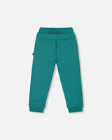 Fleece Sweatpants With Articulated Knees Forest Green | Deux par Deux | Jenni Kidz