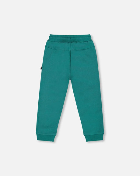 Fleece Sweatpants With Articulated Knees Forest Green | Deux par Deux | Jenni Kidz