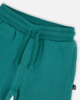 Fleece Sweatpants With Articulated Knees Forest Green | Deux par Deux | Jenni Kidz