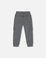 Fleece Sweatpants With Cargo Pockets Dark Gray | Deux par Deux | Jenni Kidz