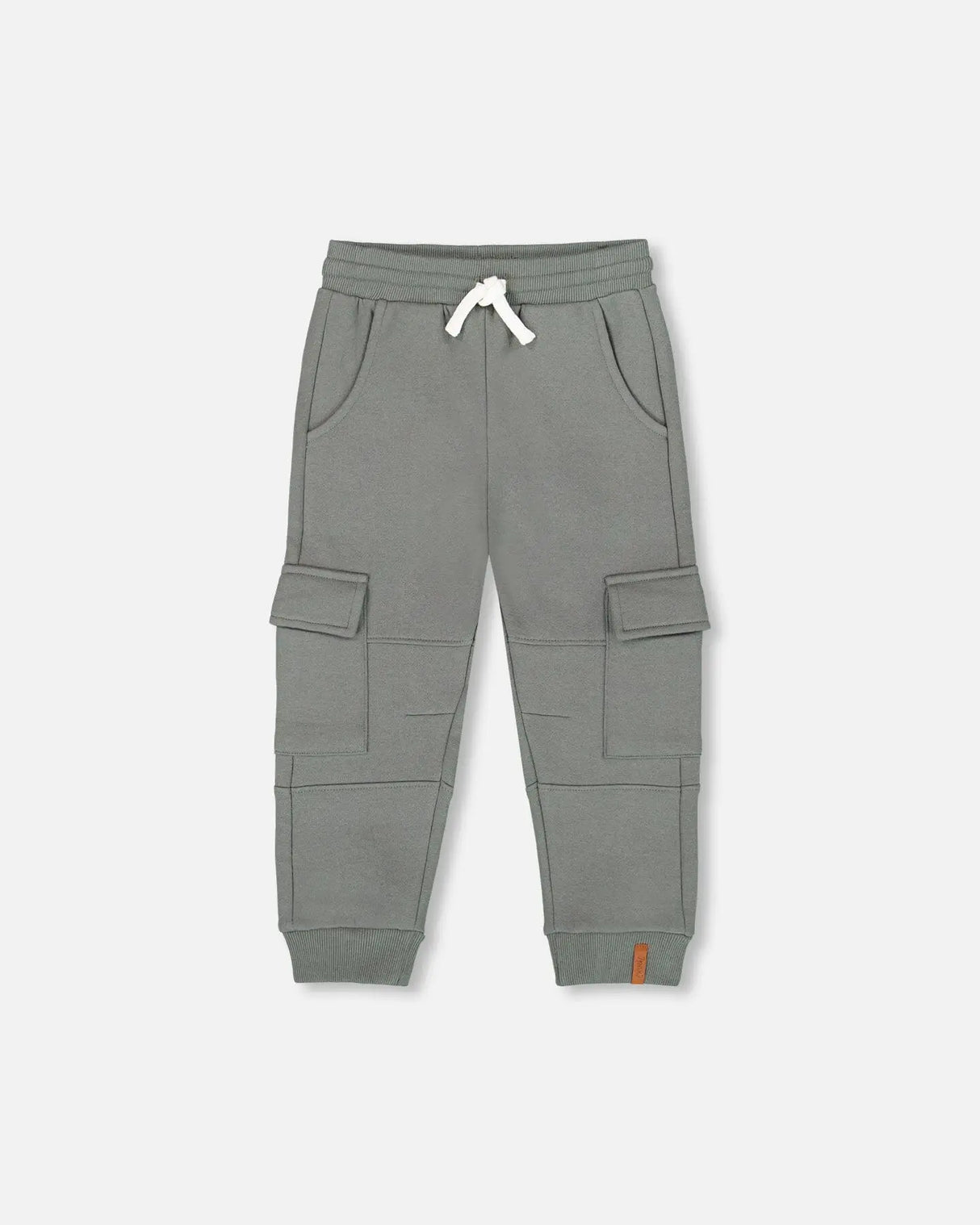 Fleece Sweatpants With Cargo Pockets Gray Green | Deux par Deux | Jenni Kidz