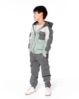 Fleece Sweatpants With Cargo Pockets Gray Green | Deux par Deux | Jenni Kidz