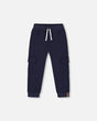 Fleece Sweatpants With Cargo Pockets Navy | Deux par Deux | Jenni Kidz