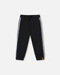 Fleece Sweatpants With Side Stripes Black | Deux par Deux | Jenni Kidz