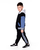 Fleece Sweatpants With Side Stripes Black | Deux par Deux | Jenni Kidz