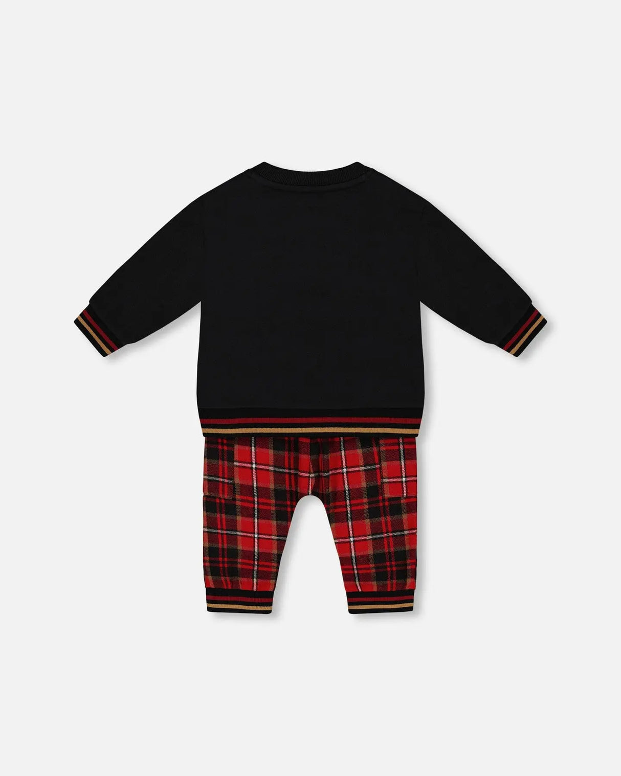 Fleece Sweatshirt And Pant Set Plaid Black And Red | Deux par Deux | Jenni Kidz