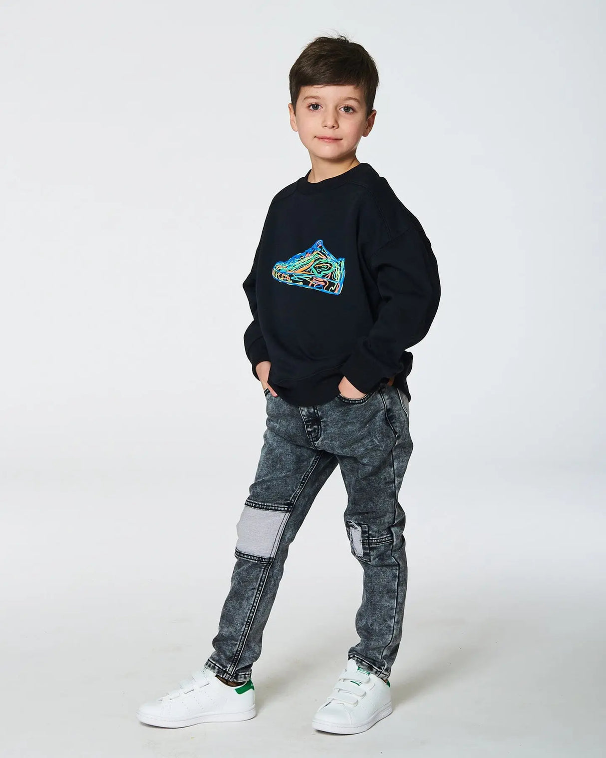 Fleece Sweatshirt With Print Black | Deux par Deux | Jenni Kidz