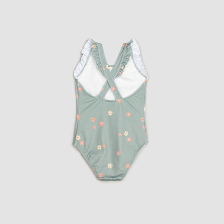 Floral Print on Dusty Green One-Piece Baby & Toddler Girls Swimsuit | Petit Lem | Miles The Label | Jenni Kidz