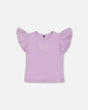 Flutter Sleeve Top With Print Lilac | Deux par Deux | Jenni Kidz