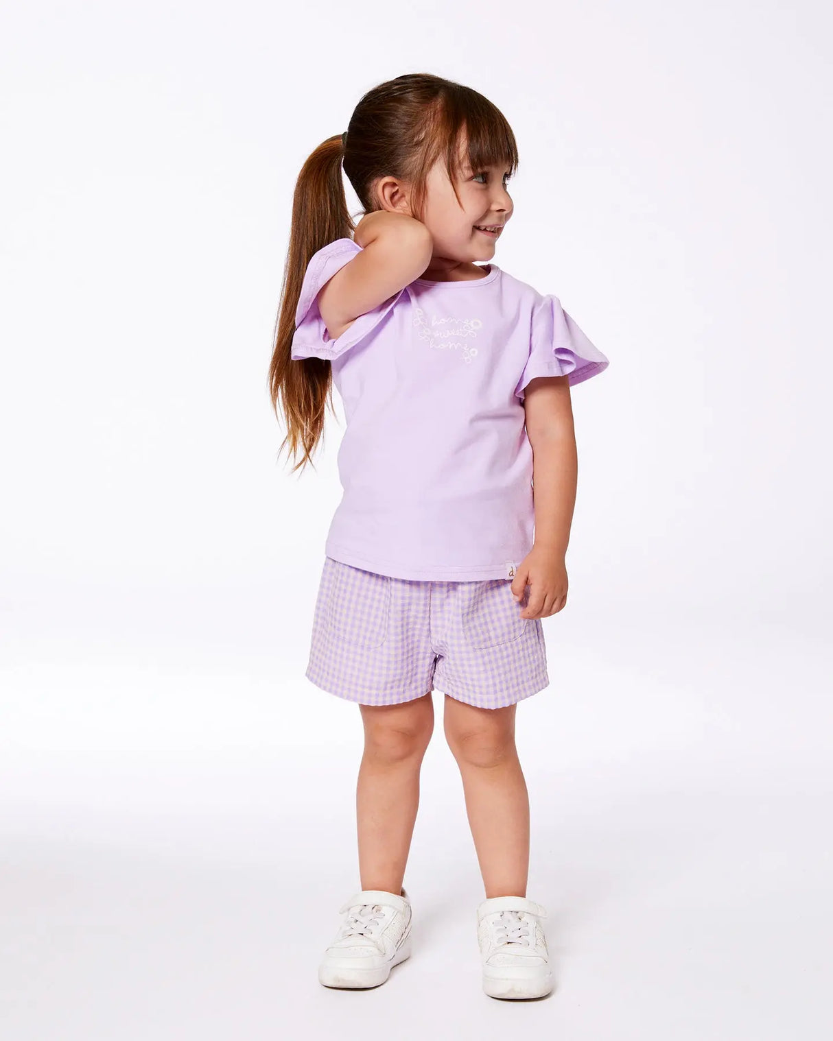 Flutter Sleeve Top With Print Lilac | Deux par Deux | Jenni Kidz