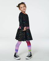 Foil Black Printed Stars Dress | Deux par Deux | Jenni Kidz