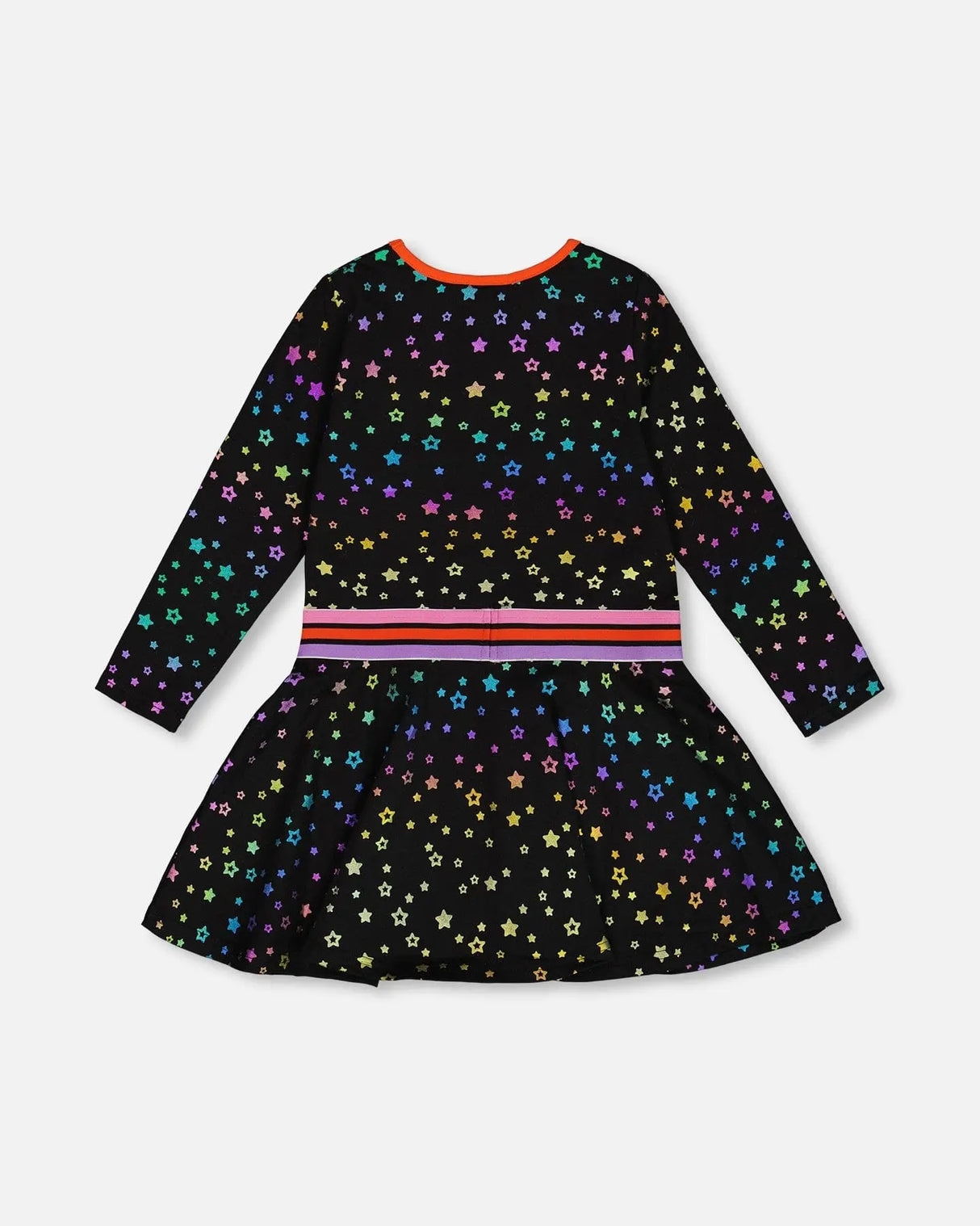 Foil Black Printed Stars Dress | Deux par Deux | Jenni Kidz