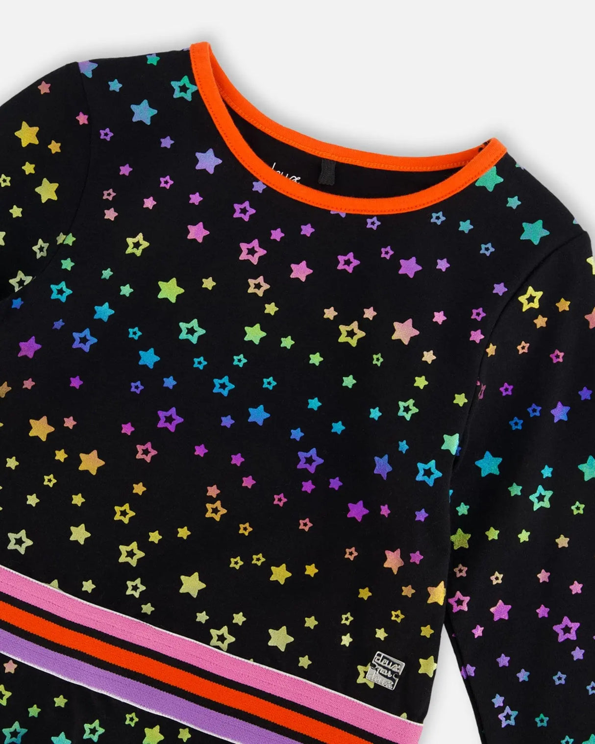 Foil Black Printed Stars Dress | Deux par Deux | Jenni Kidz