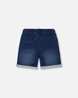 French Terry Denim Short Dark Denim Blue | Deux par Deux | Jenni Kidz