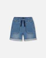 French Terry Denim Short Denim Blue | Deux par Deux | Jenni Kidz