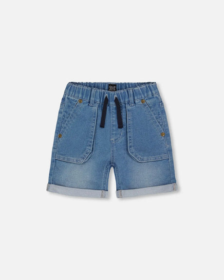 French Terry Denim Short Denim Blue | Deux par Deux | Jenni Kidz