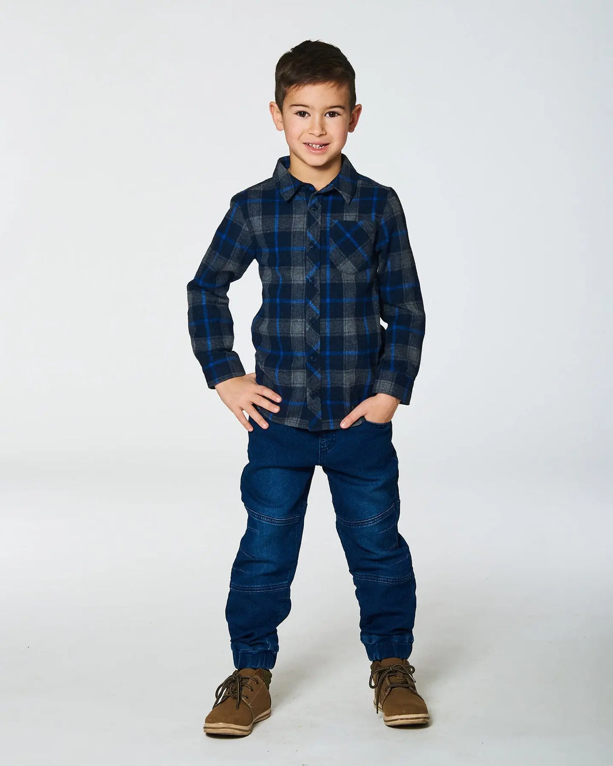 French Terry Jogger Pants Dark Blue Denim | Deux par Deux | Jenni Kidz