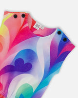 French Terry Jumpsuit Printed Rainbow Heart | Deux par Deux | Jenni Kidz